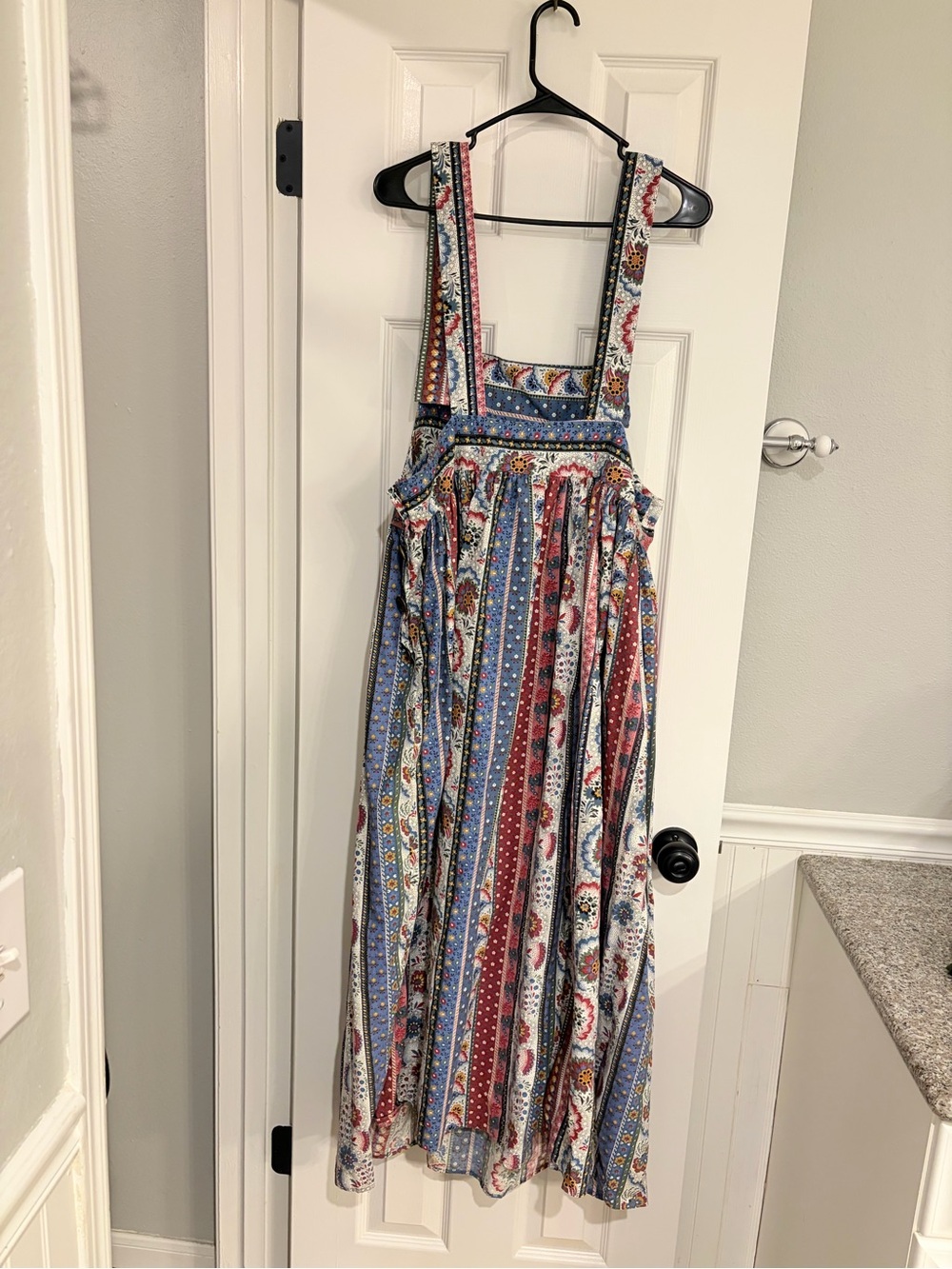 Vintage On the Verge 80s 90s Bandana Floral Apron Maxi Dress USA Large - Picture 8 of 8